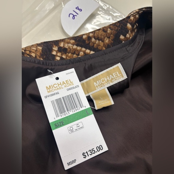 Michael Kors Snake Print  Zip Up Bomber Jacket Womens Size Large New Lightweight - Picture 5 of 6